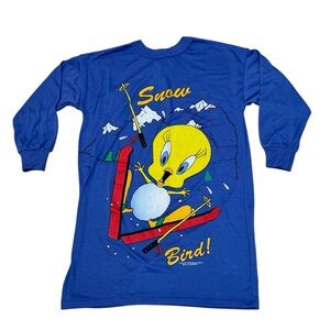 Looney Tunes Wormser Vintage 90s Girls Tweety Bird “Snow Bird” Pajama Shirt 6X
